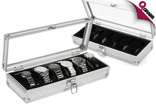 From QR59 Keep your Watches Neatly Lined Up with a 6 Piece Aluminium Watch Organizer! (Up to QR240 Value)